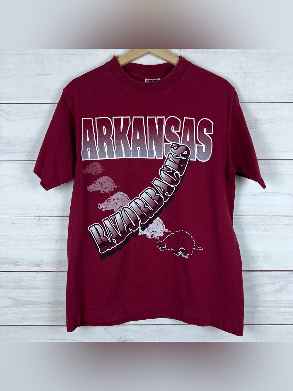 Vintage 90s Arkansas Razorbacks T-Shirt Mens Medium NCAA